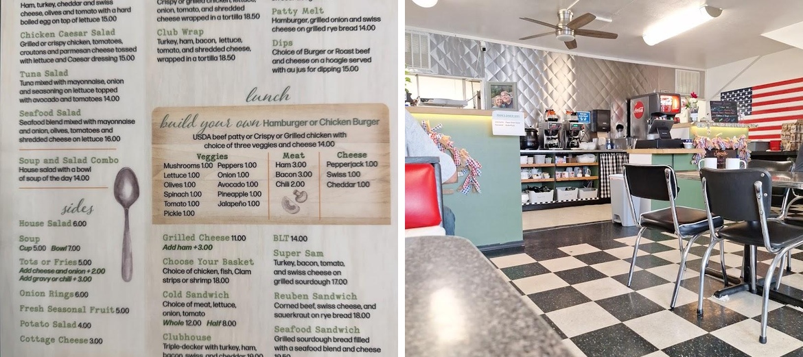 Papa's Diner Menu