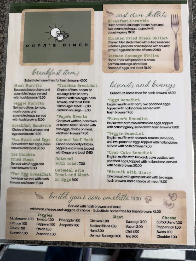 Papa's Diner Menu image 1