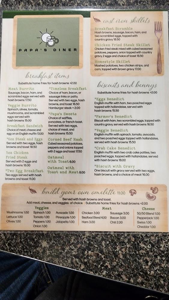 Papa's Diner Menu image 3