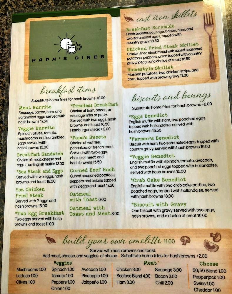Papa's Diner Menu image 4